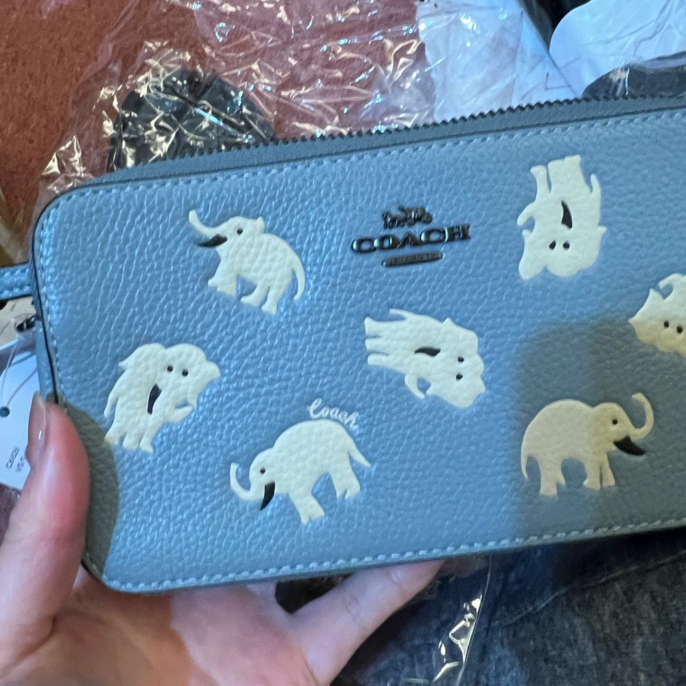 Navy blue and black handbag